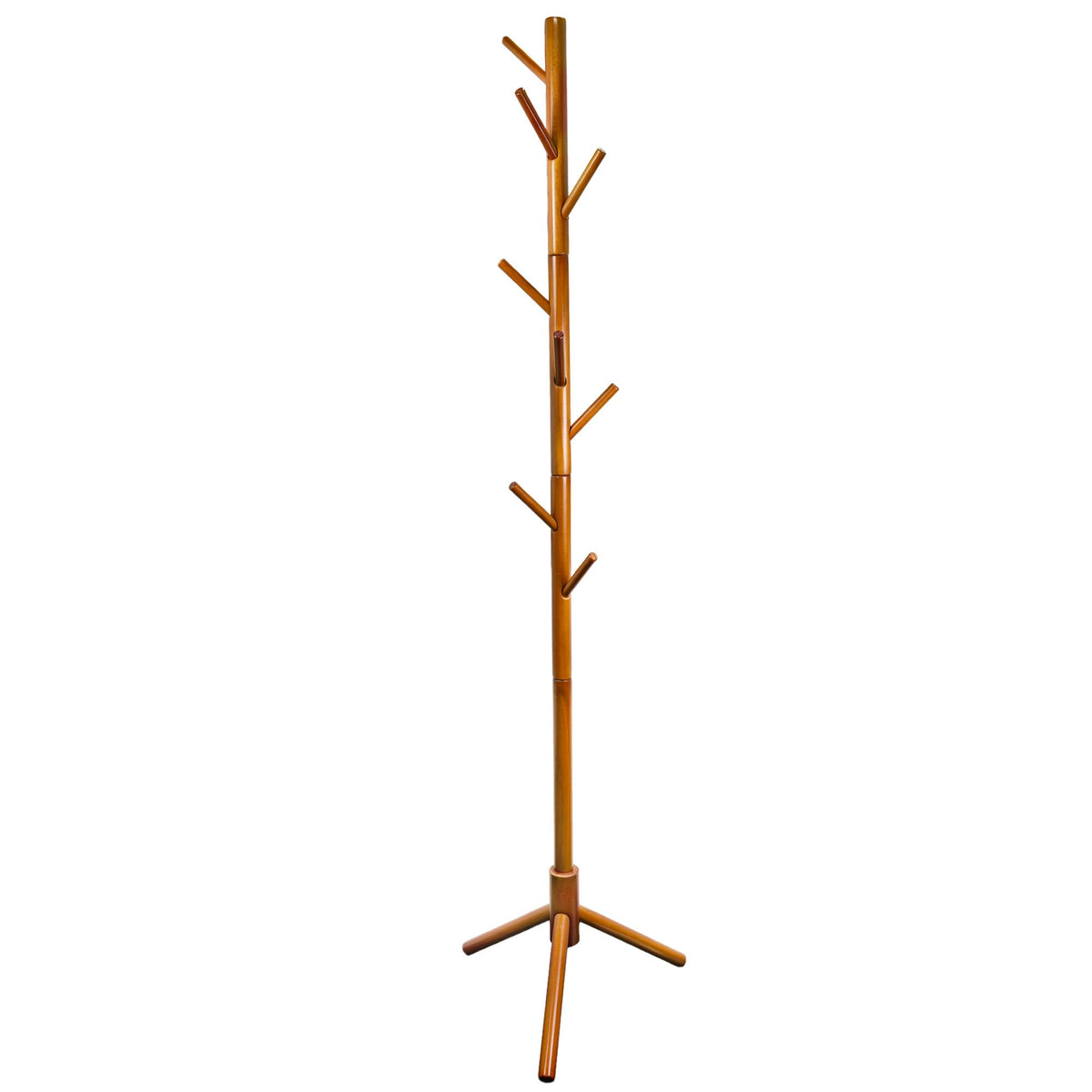 VaeFae Bamboo Free Standing Hall Tree Coat Rack with 8 Hooks