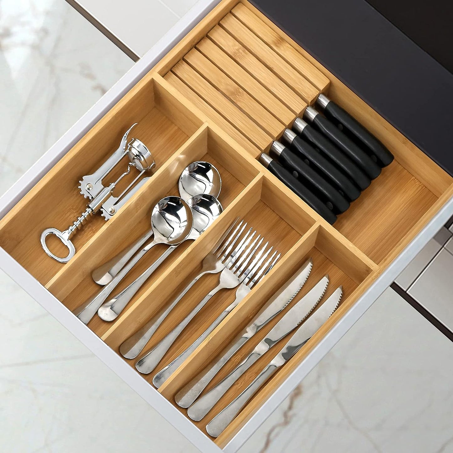 Bamboo Flatware Organizers Unadjustable & Block
