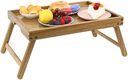 Acacia Wood Breakfast Tray with Legs