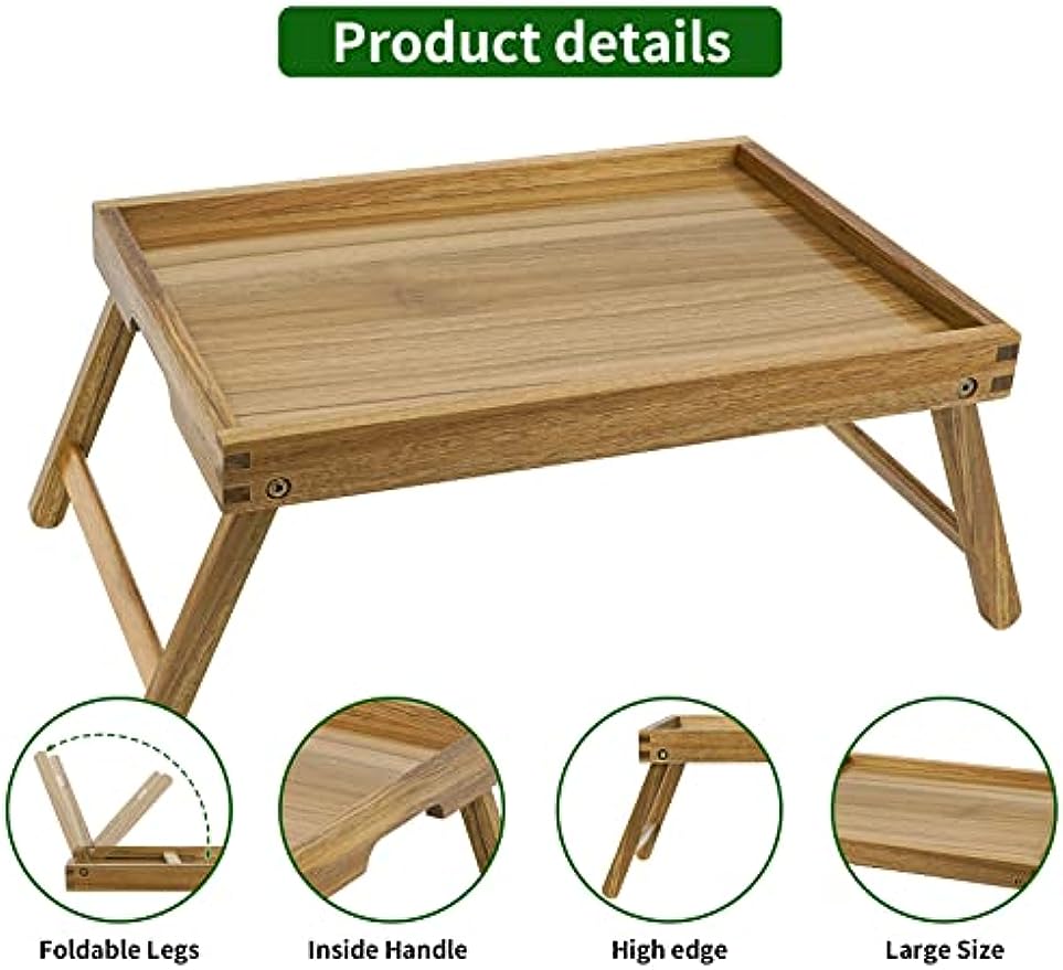 Acacia Wood Breakfast Tray with Legs