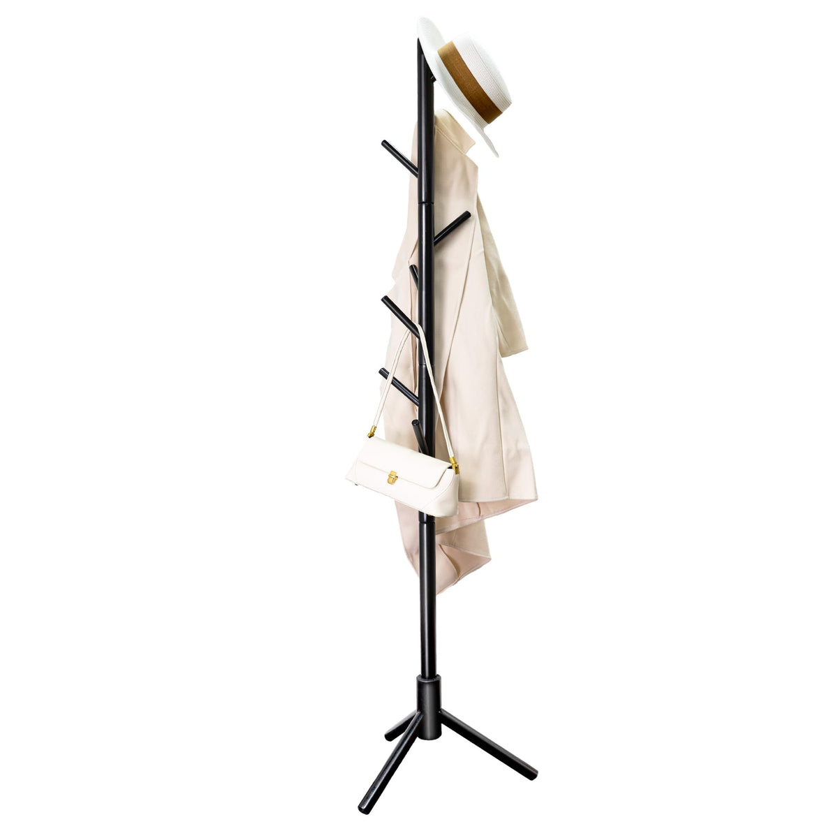 VaeFae Bamboo Free Standing Hall Tree Coat Rack with 8 Hooks