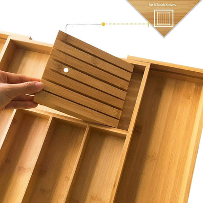 Bamboo Flatware Organizers with Block Nature