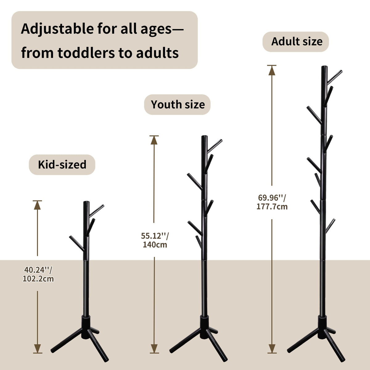 VaeFae Bamboo Free Standing Hall Tree Coat Rack with 8 Hooks