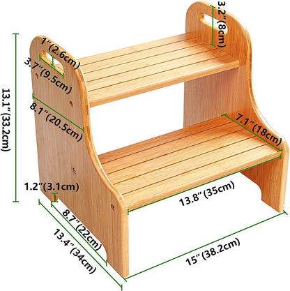 Bamboo Step Stool 2 Steps Nature