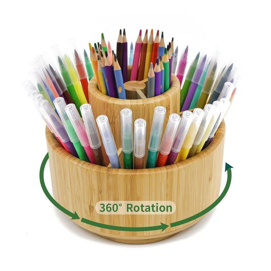 Bamboo Pencil Holders Rotating