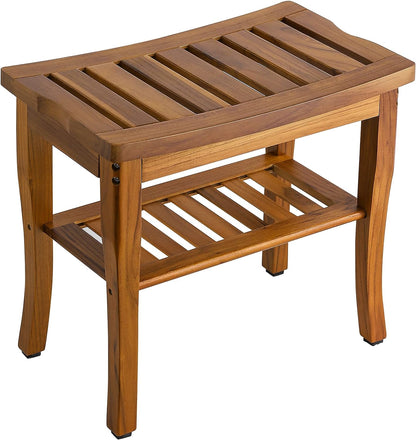 Teak Wood Shower Bench with Storage