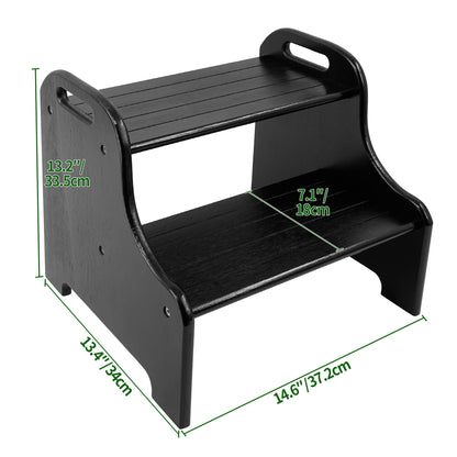 Bamboo Step Stool 2 Steps Black