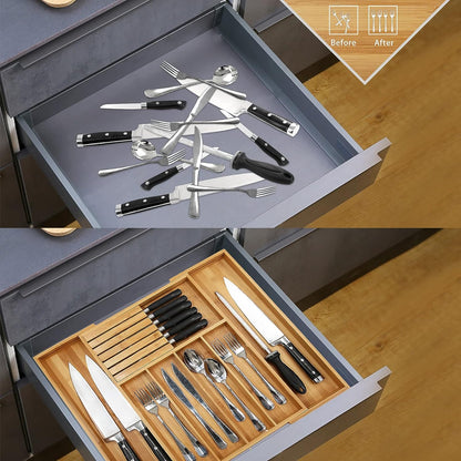 Bamboo Flatware Organizers with Block Nature