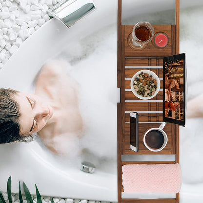 Teak Wood Bathtub Trays Luxury