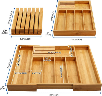 Bamboo Flatware Organizers with Block Nature