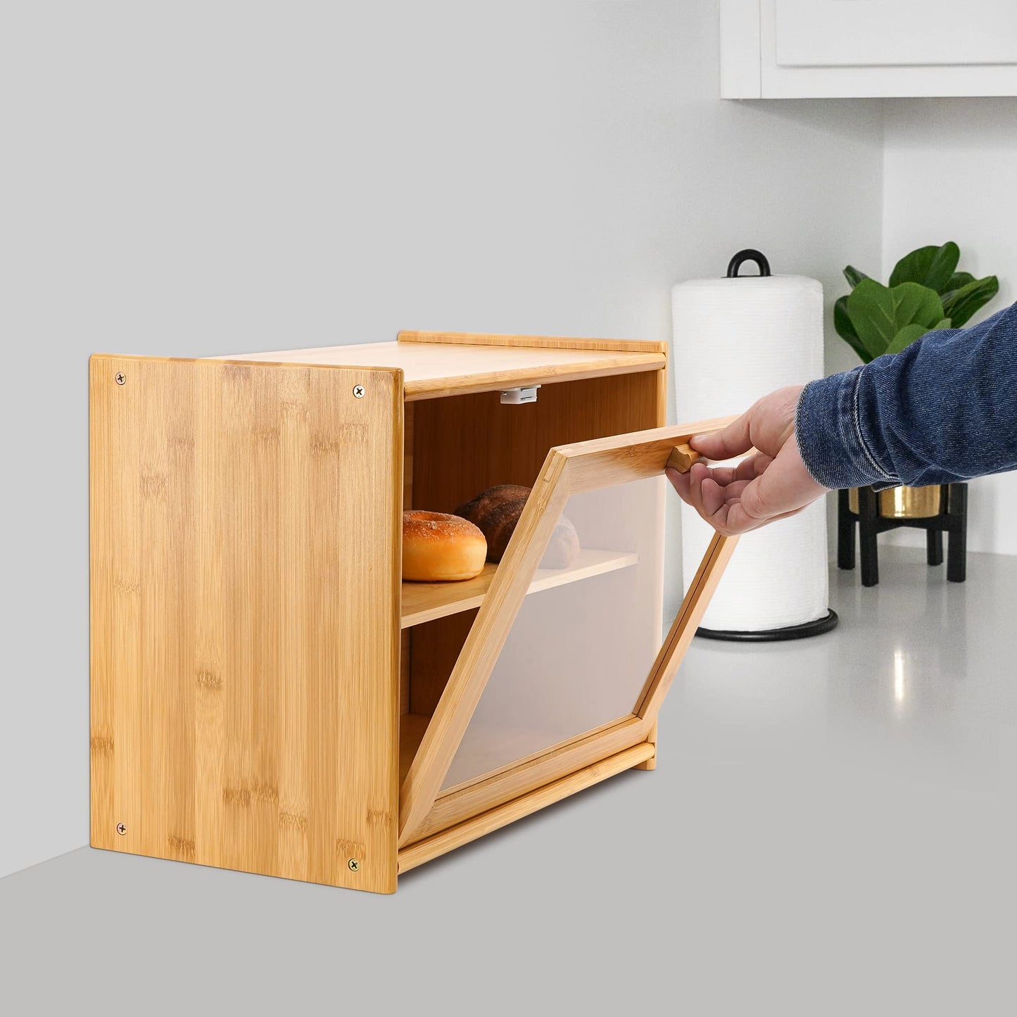 Bamboo Bread Boxes Single Door