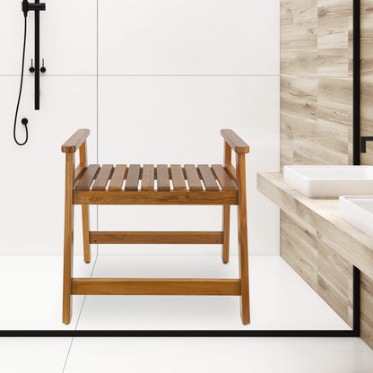 Teak Wood Shower Bench with Arms