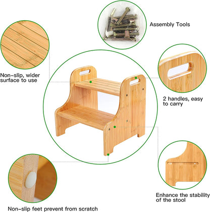 Bamboo Step Stool 2 Steps Nature