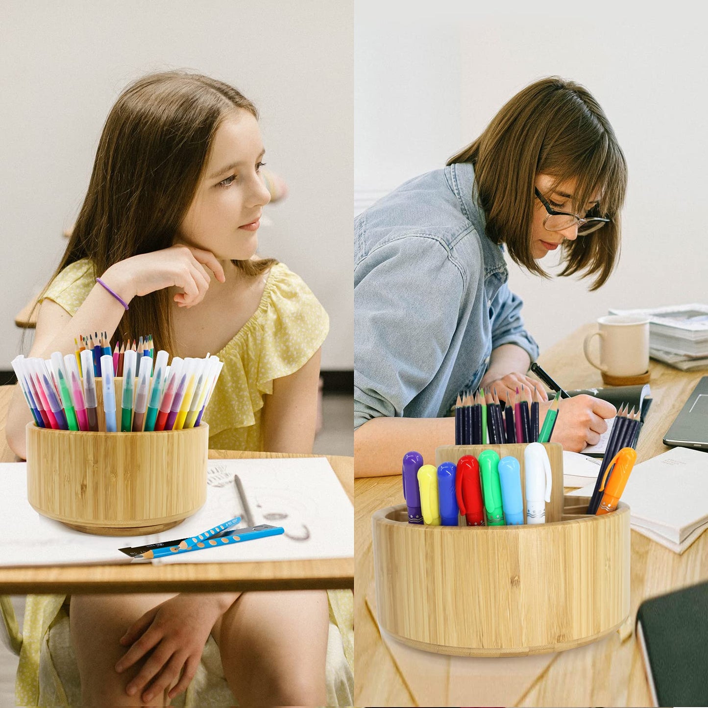 Bamboo Pencil Holders Rotating