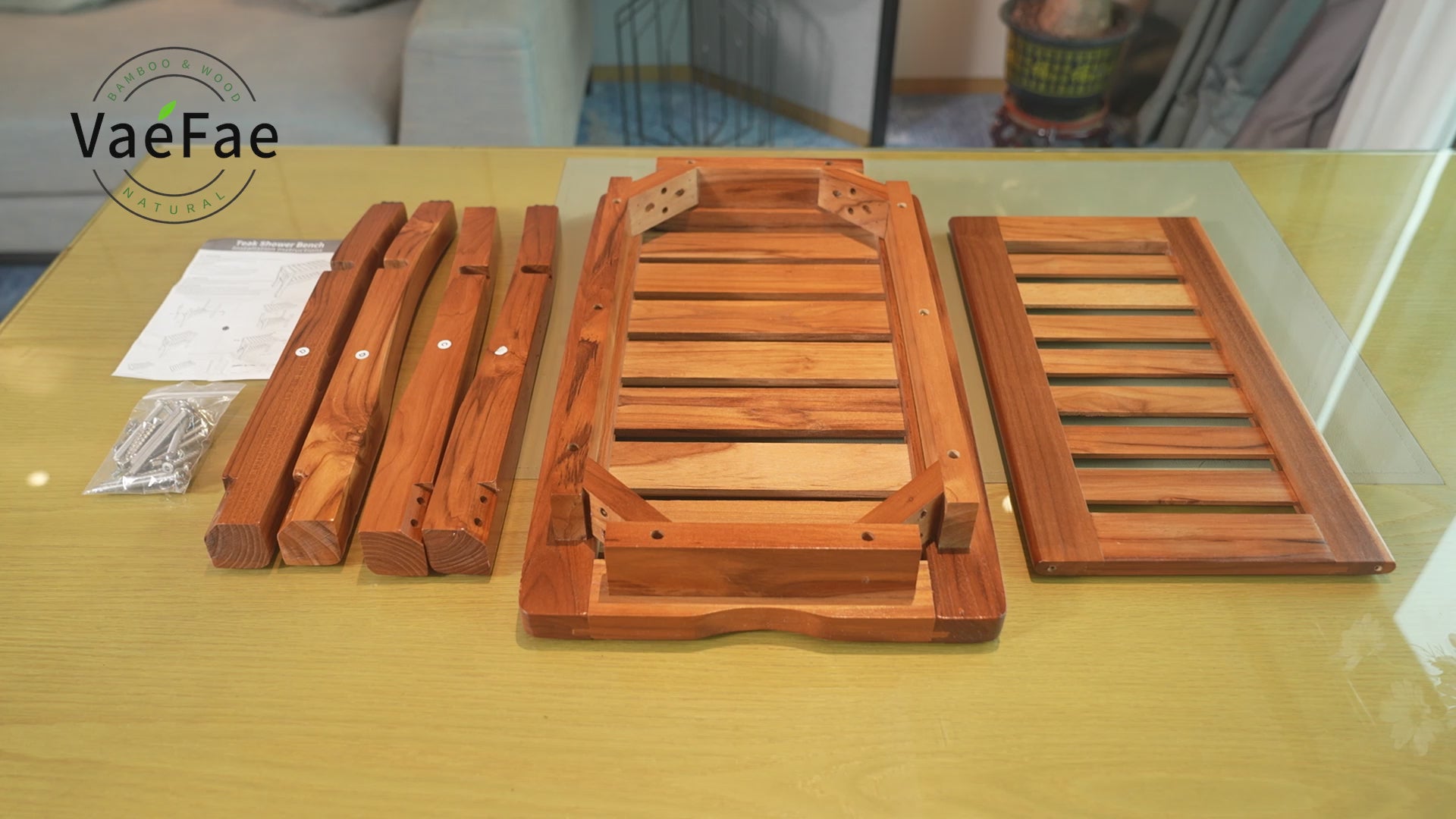 VaeFae Teak Bathroom Shelf, 4 Tier Storage Shelf, Wooden Stand S 並行輸入品 INSTRUCTION \u2013 Vaefae