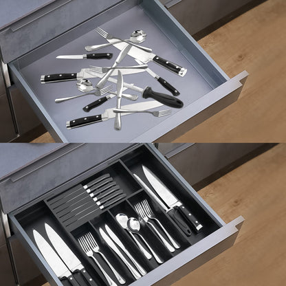 Bamboo Flatware Organizers with Block Black